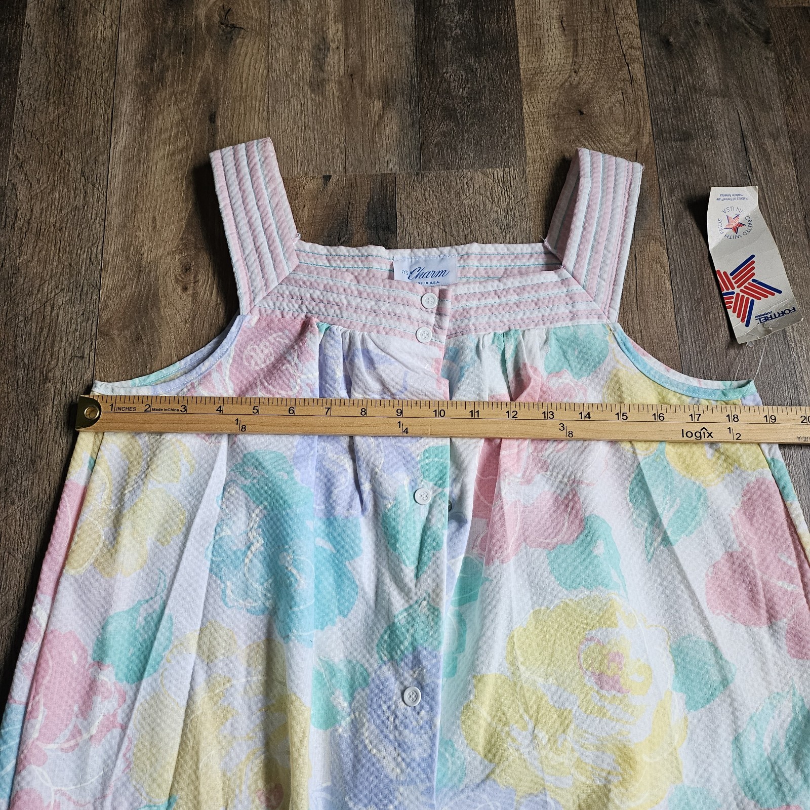 VTG 70s 80s It’s a Charm NWT Pastel Floral Seersucker House Dress Nightgown Med
