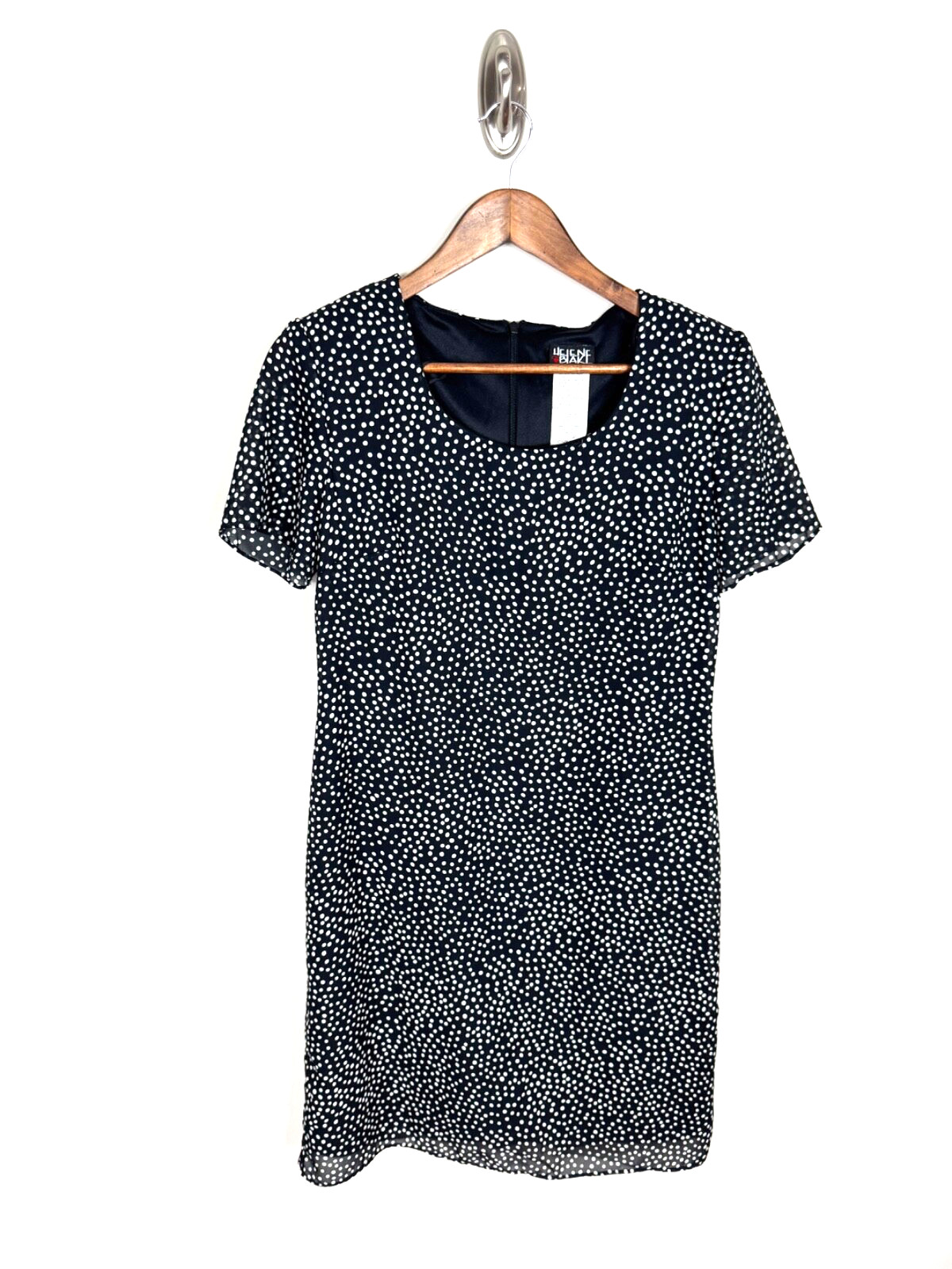 Vintage Helene Blake Black White Polka Dot Shift Dress, Marked Size 10P