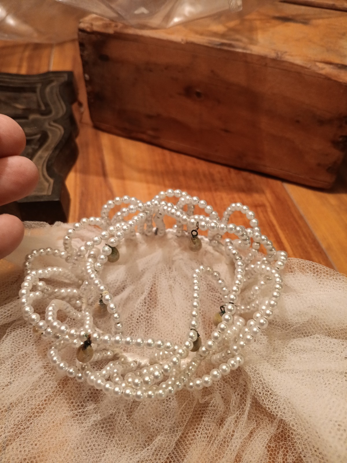 Vintage Pearl Crown Short Veil Mid 1960’s
