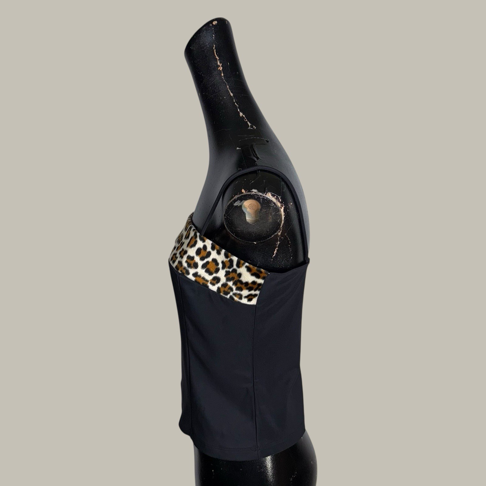 Rave city vintage black camisole with leopard print trim