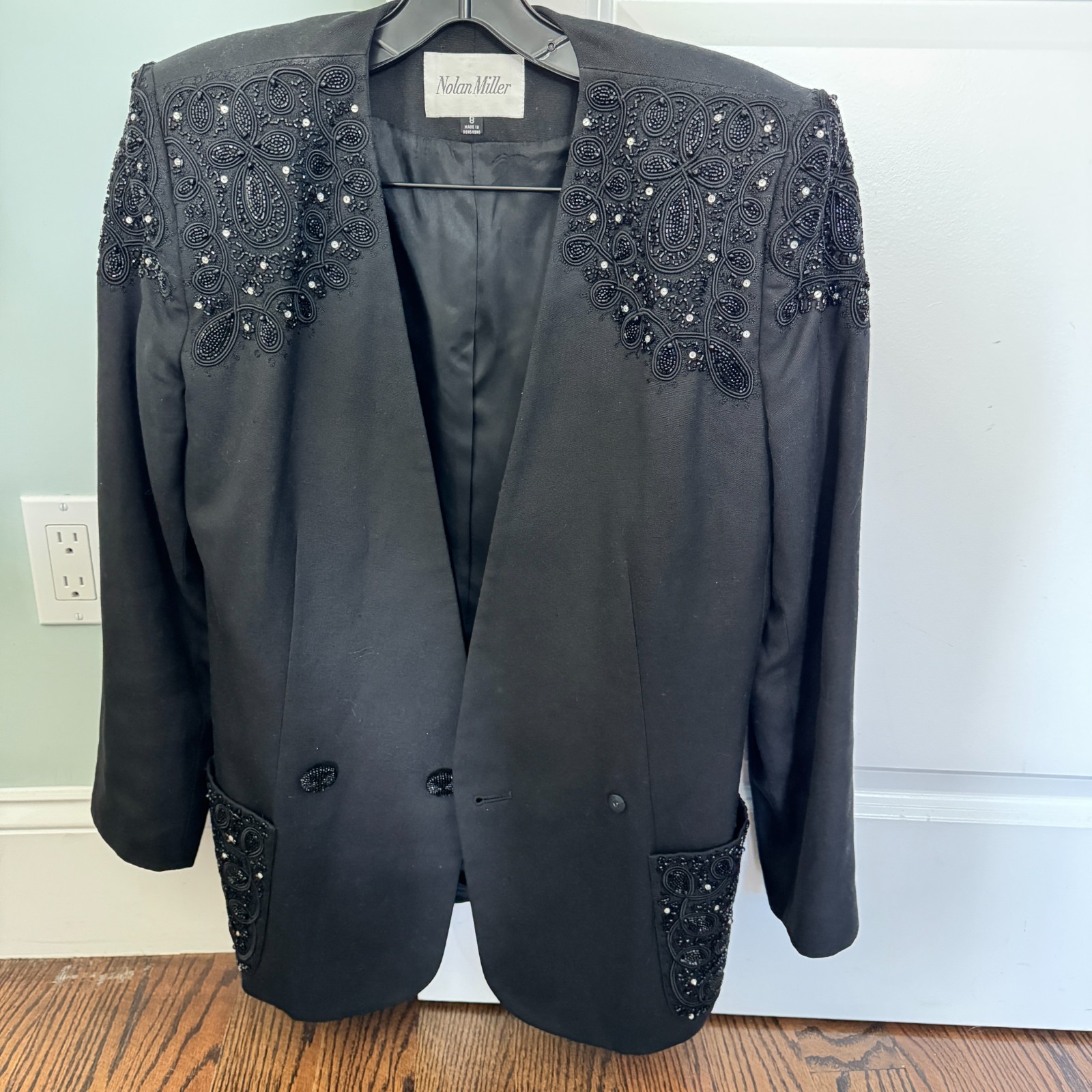 Nolan Miller Beaded Blazer – Vintage – Black Size 8