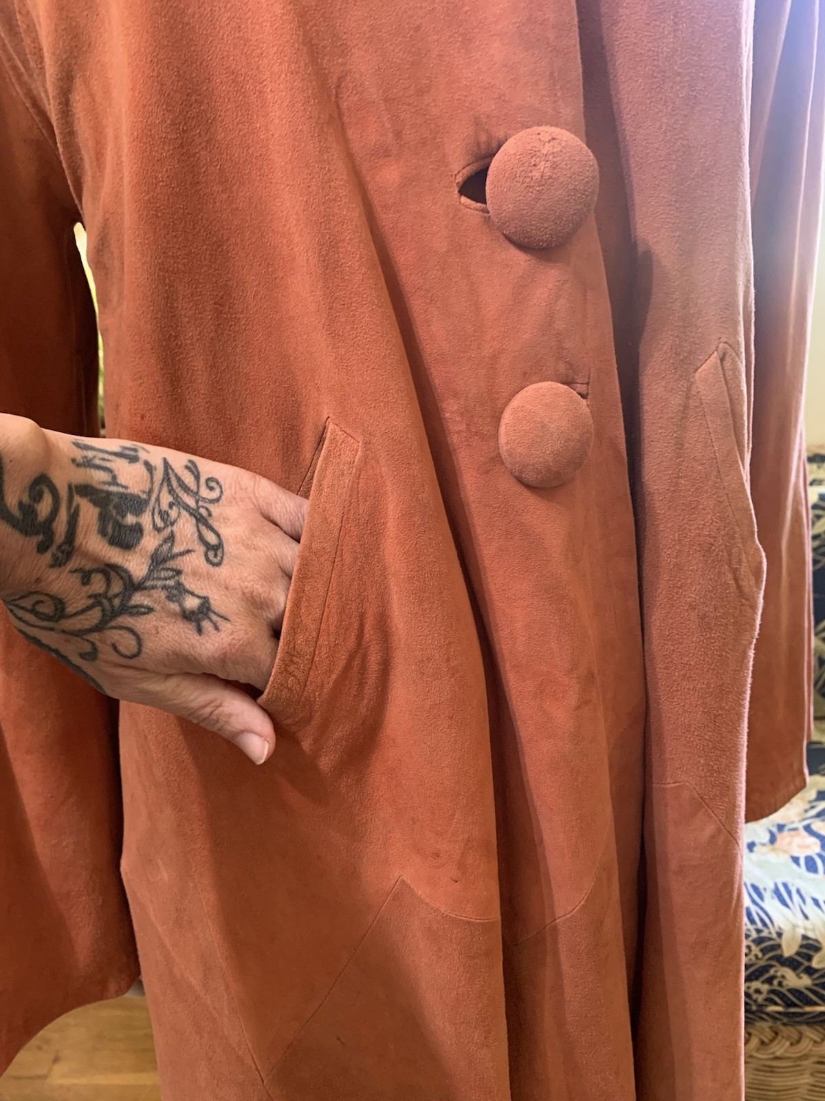 1930s 1940s RARE vintage Hudson Bay Fur Company Suede Leather CORAL Coat Jacket