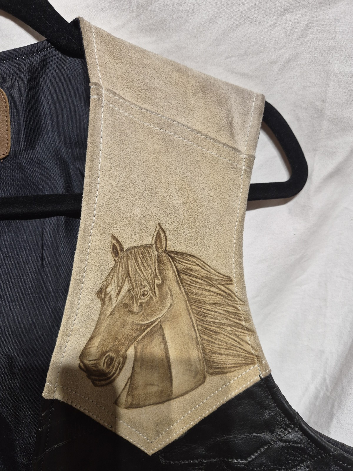Texas Mexican Leather Horse Vest Leather Hand Tooled On Front & Back COWBOY