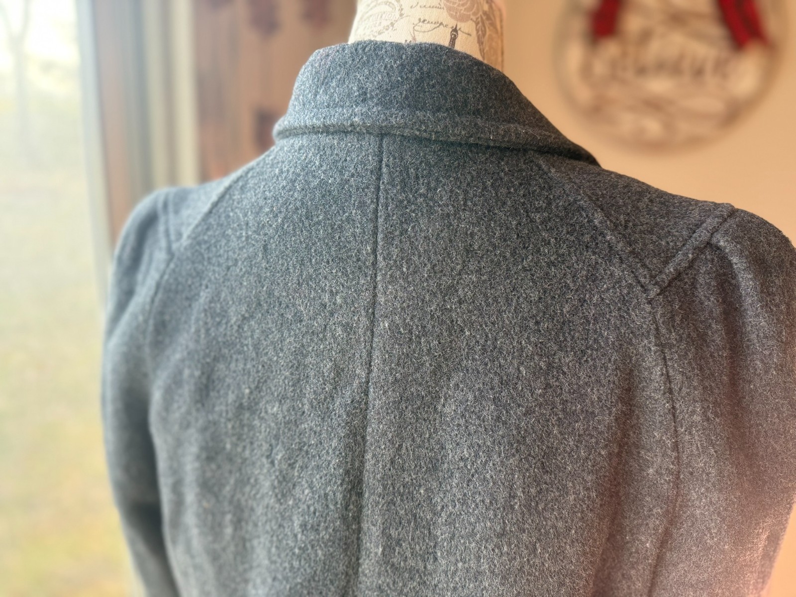 Vintage 80s 90s Gray Felted WOOL Coat FREDDI GAIL Long Double Breasted PREPPY M
