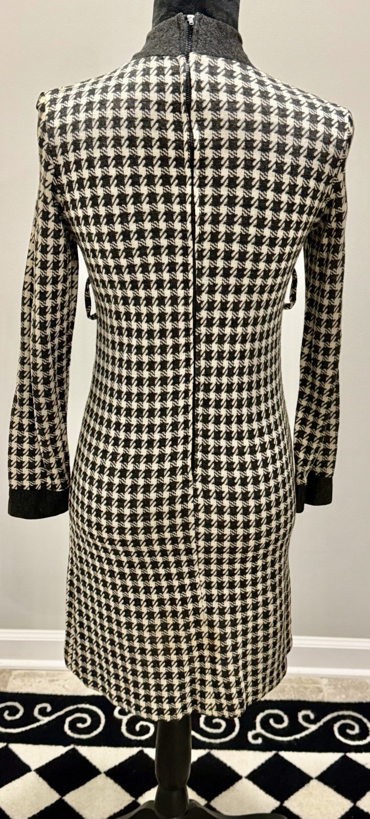 2 Vintage 1970s Women’s Dresses- Tan Terry Shirt Dress& Grey Houndstooth