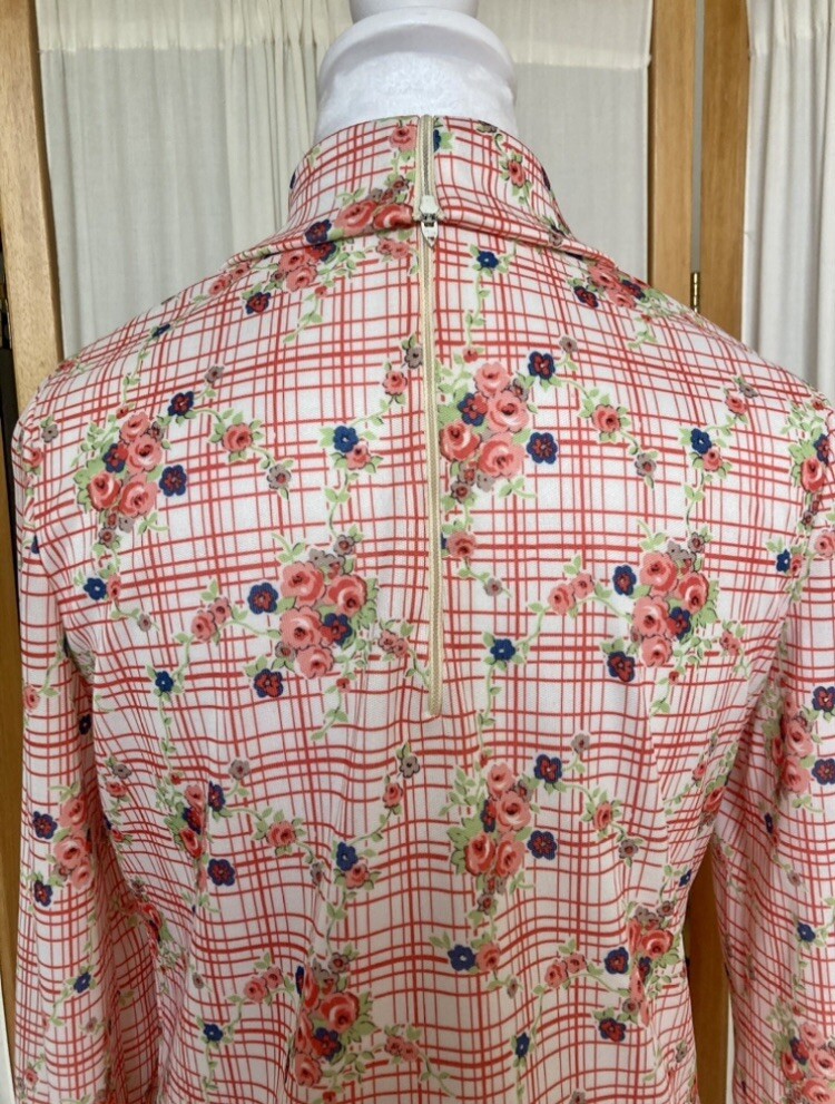 1970s Plaid and Floral All Over Patterned Shirt