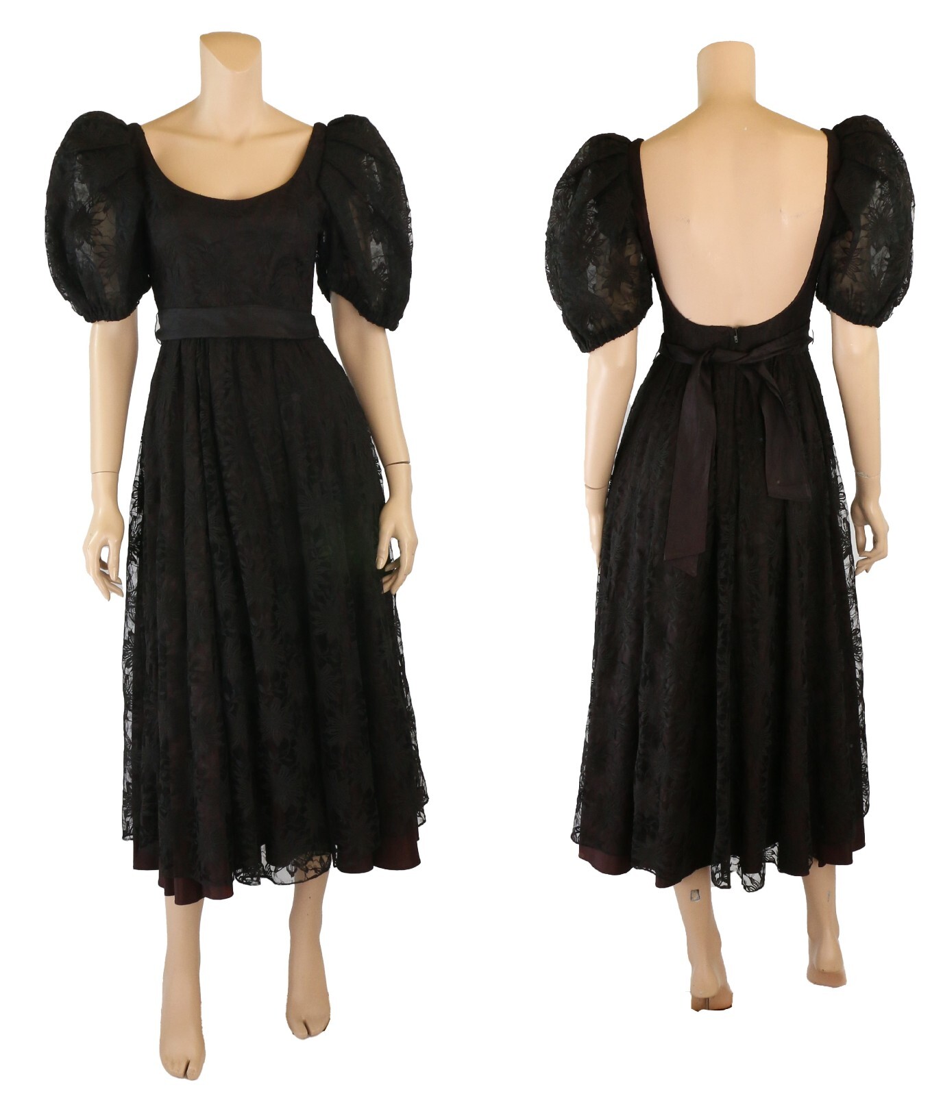 Jolie Madame Vintage 80s Black Lace Bridesmaid Party Prom Dress sz 5/6
