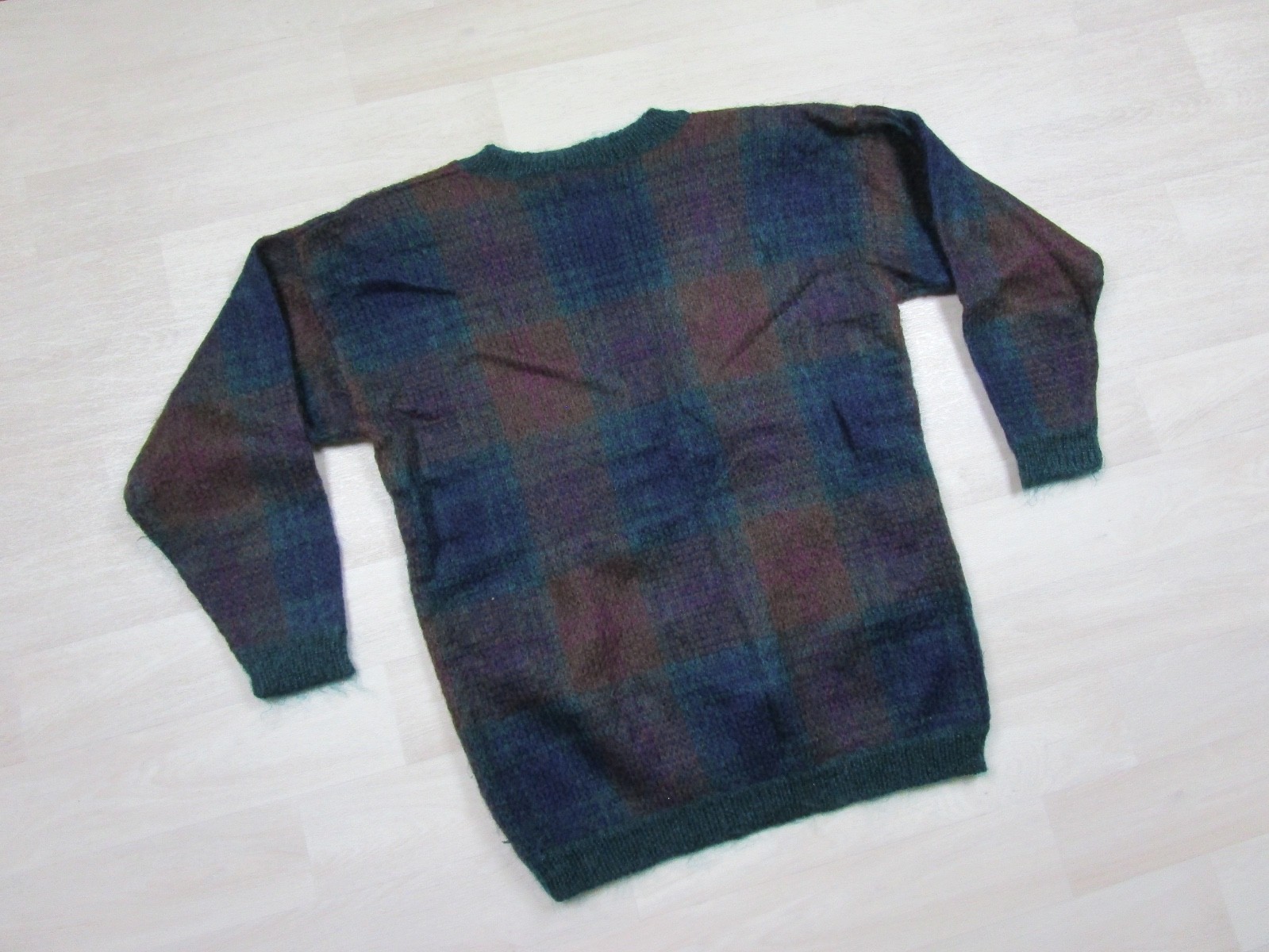 Vintage 90s Paul Harris Mohair Blend Sweater Women’s (M) Shoulder Pads Plaid