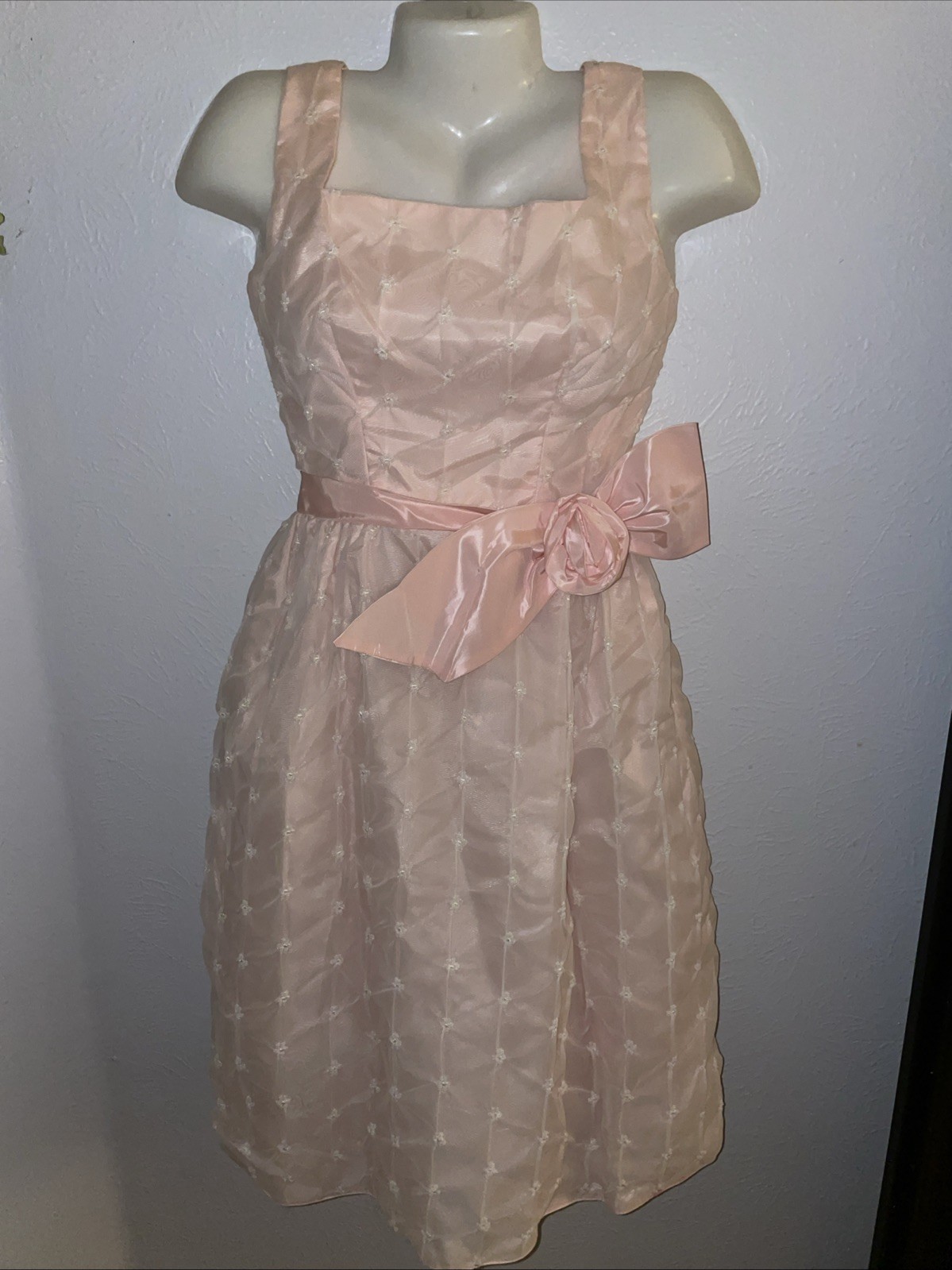 Vintage Womans 50’s Dress Jackie O Pink Party Prom dress Tulle Slip CHIFFON OVER