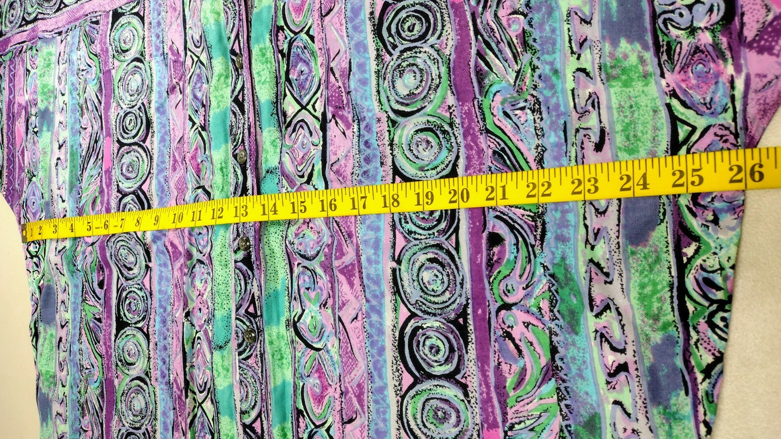 90s Lavender Purple Button Shirt Rayon Batwing Tribal Pattern DEADSTOCK UNISEX