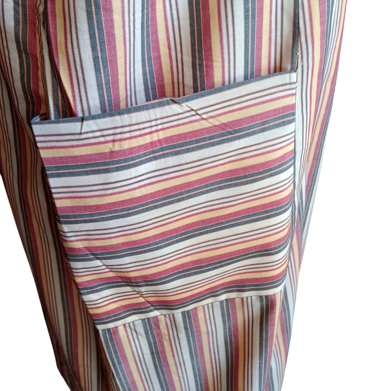 True Vintage House Dress Large Handmade 1970’s 18 Striped Chore Pockets USA