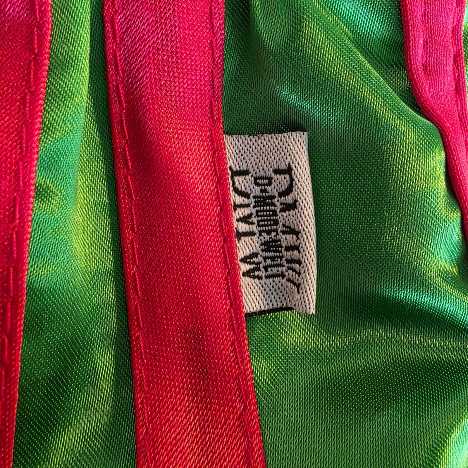 Vtg Glanz D Mode Welt Germany Satin Nylon Sprinter Shorts Green Red Striped S