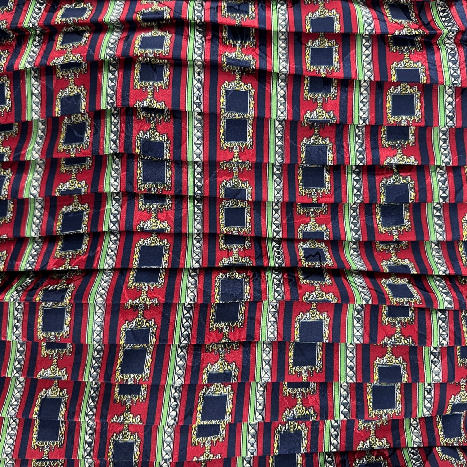 Lady Carol Petites Small Vintage 80s Pleated Midi Dress Red Navy Geometric