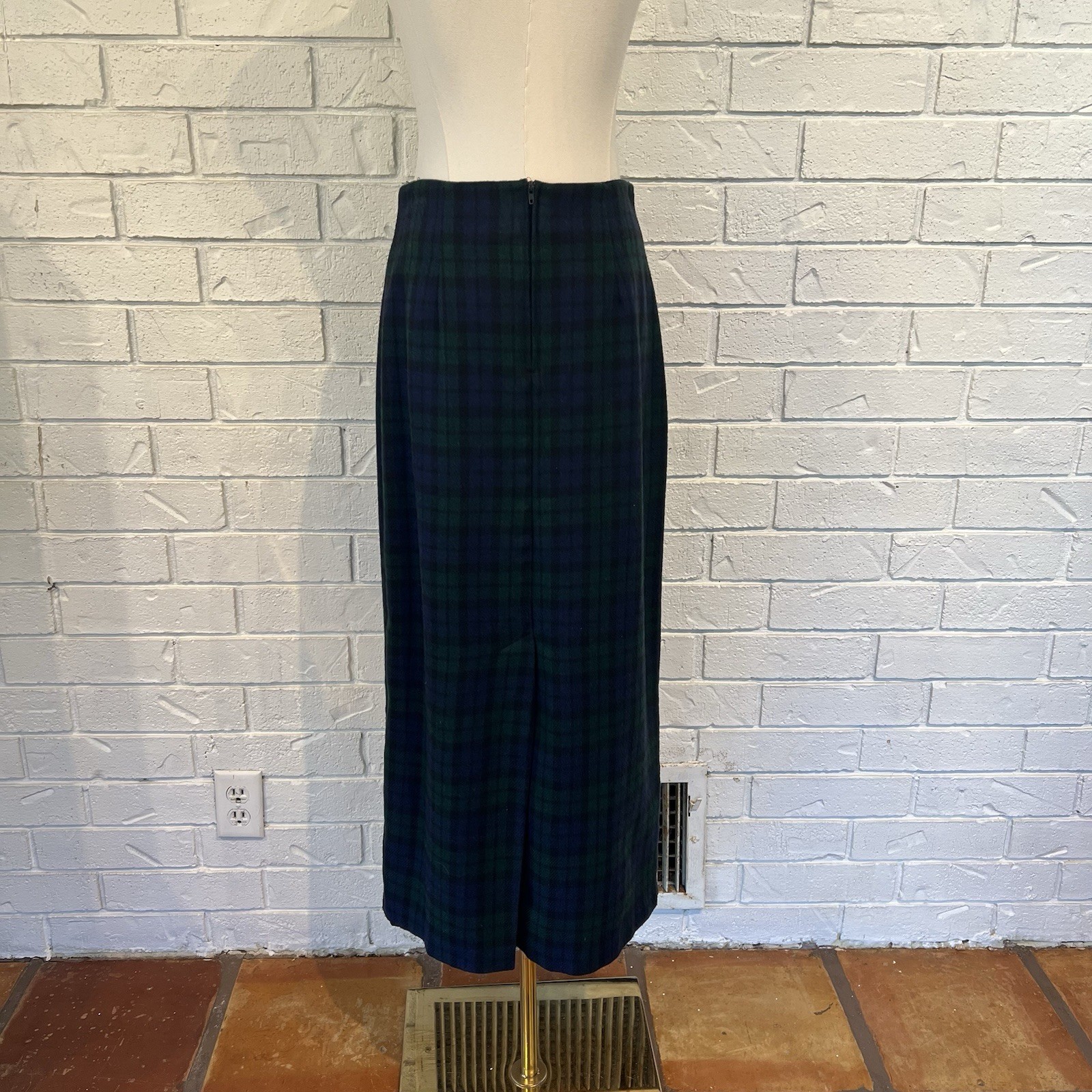 Vintage 90s Paul Harris Design Green Blue Tartan Plaid Skirt womens 6