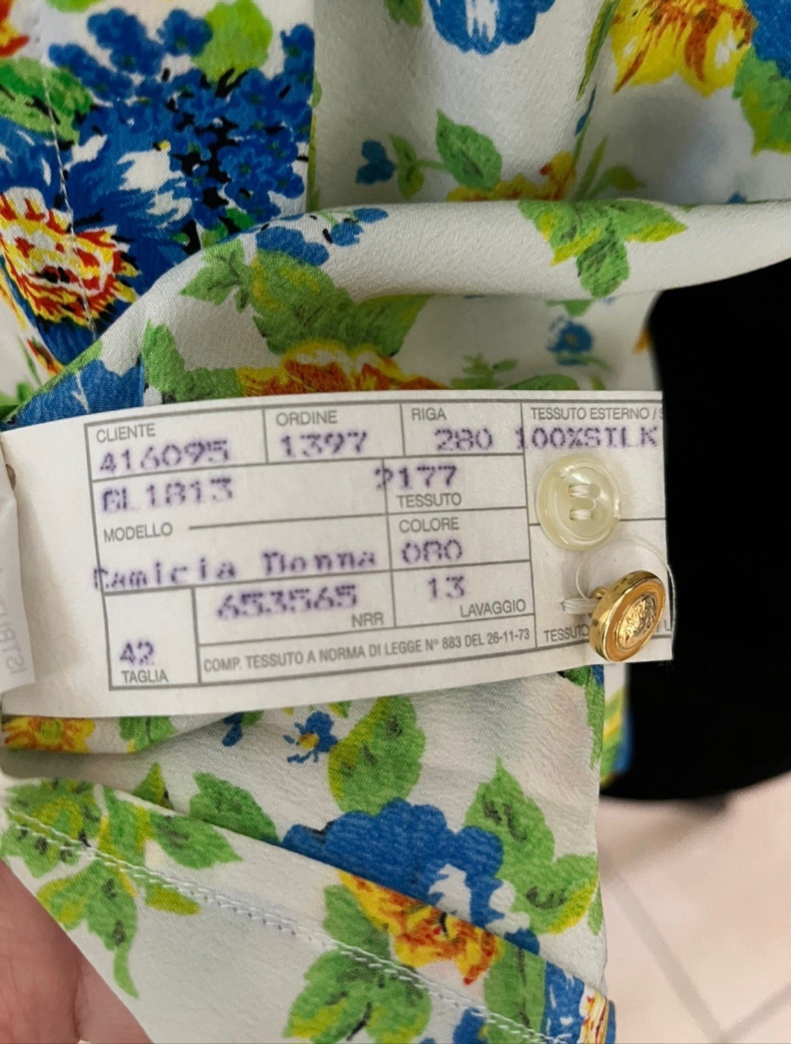 Vintage GIANNI VERSACE Floral Oversized Silk Blouse, Made In Italy, Signed