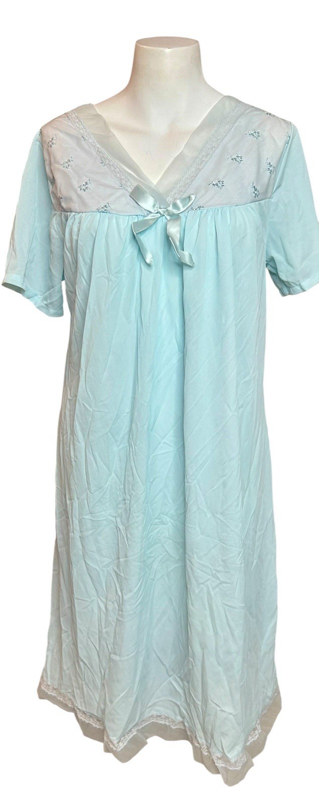 Vintage Philmaid Nylon Waltz Nightgown Sz 36/38 Soft Blue