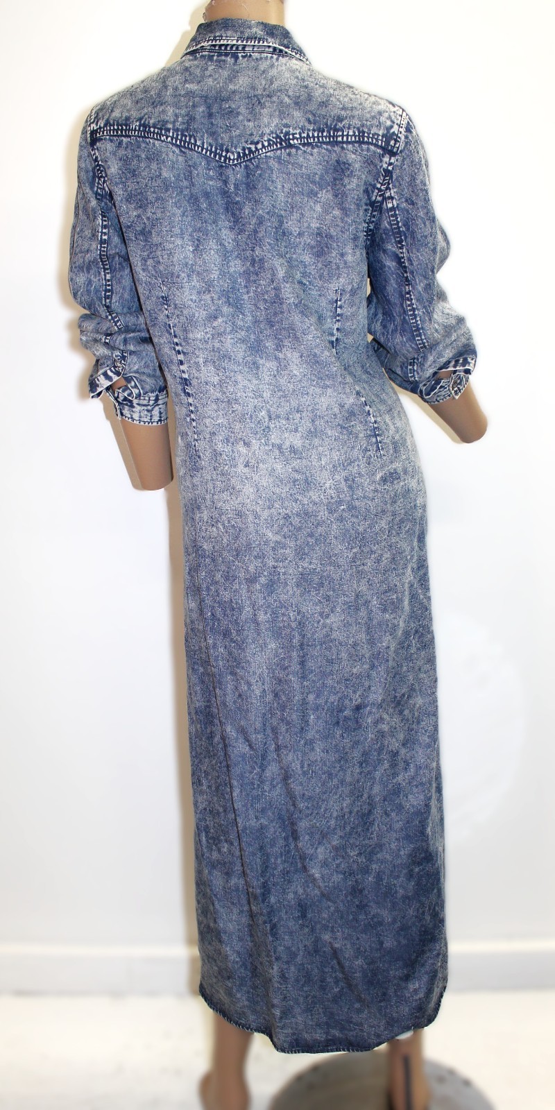 Soft Surroundings Vintage Button Front Dress w Stone Washed Denim Look Size PM