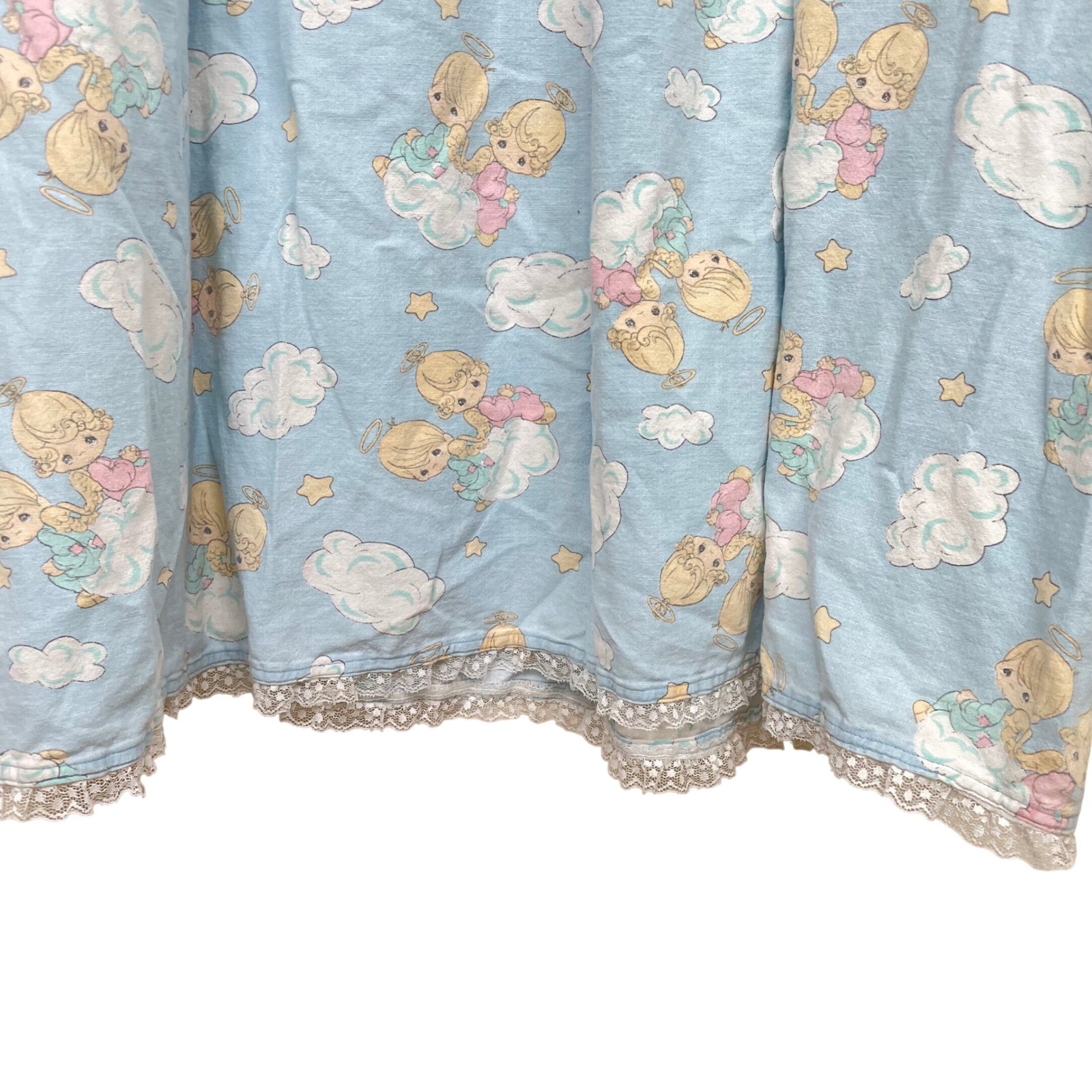 Vtg Precious Moments Womens Nightgown Sz XL Long Sleeve Flannel Angels Cottage