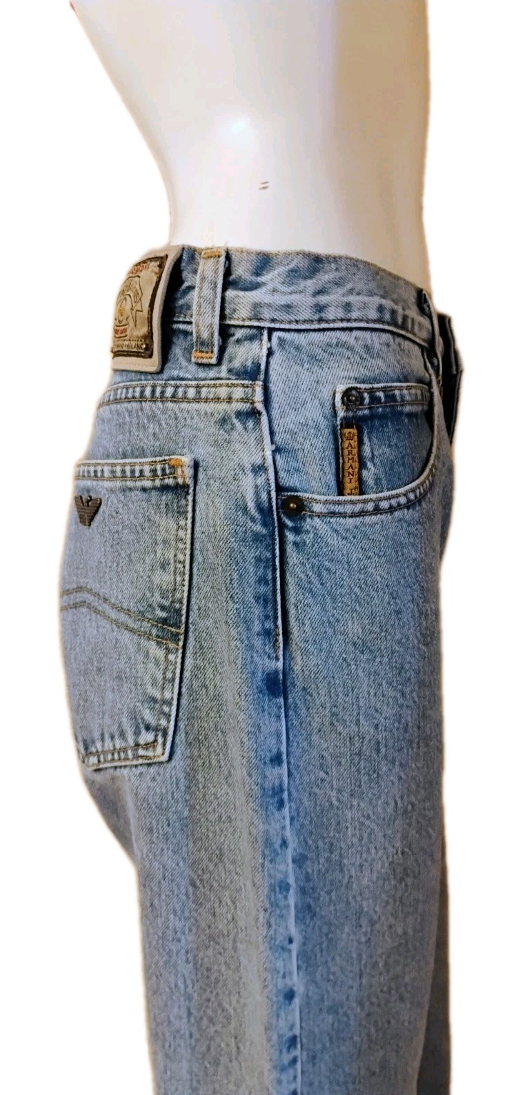 VTG 90’s „Armani Jeans” Blue High Rise Tapered Leg Eagle Logo Designer Jeans 30
