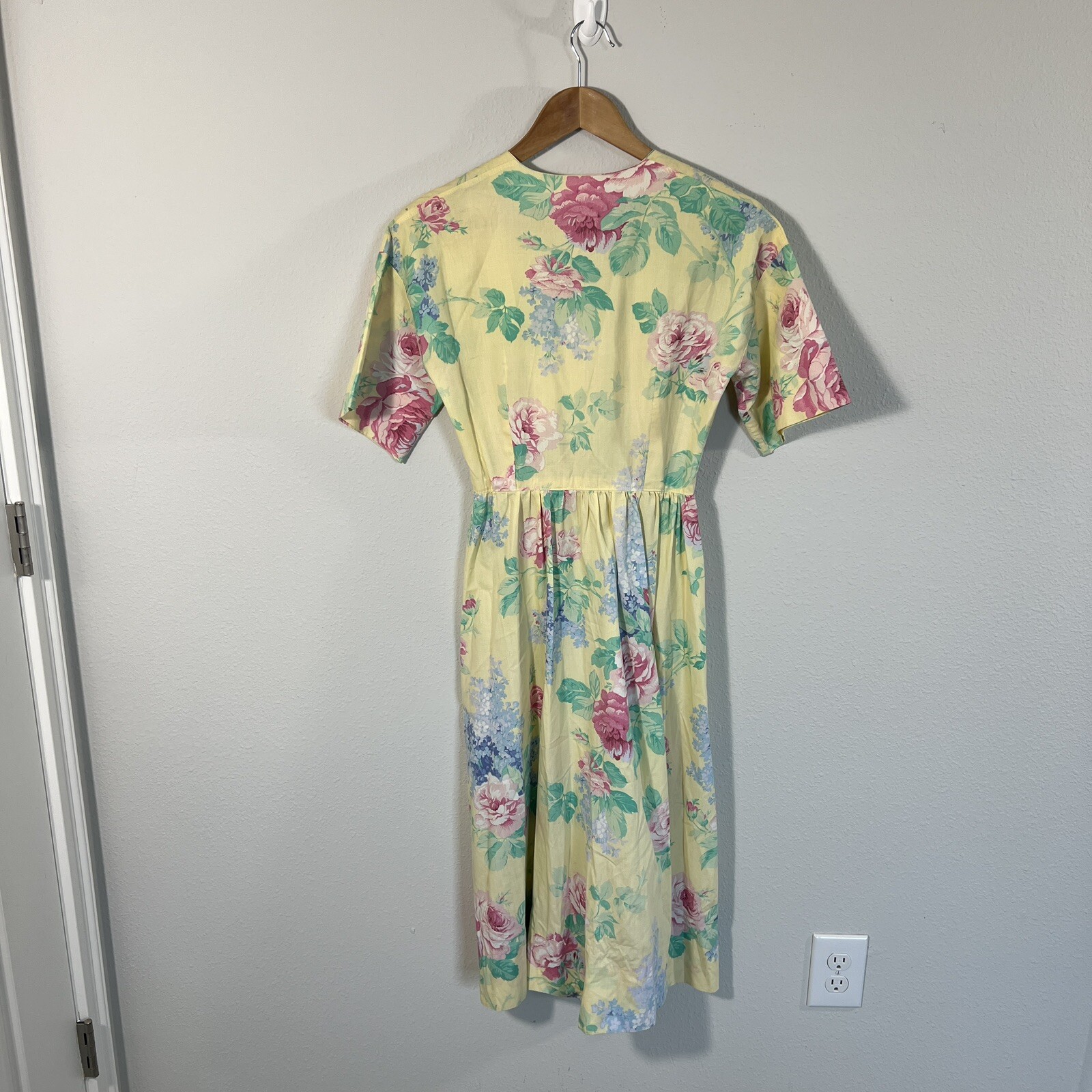 Vintage Floral Midi Dress Coquette Cottage Cote Feminine Tea Party Size XS