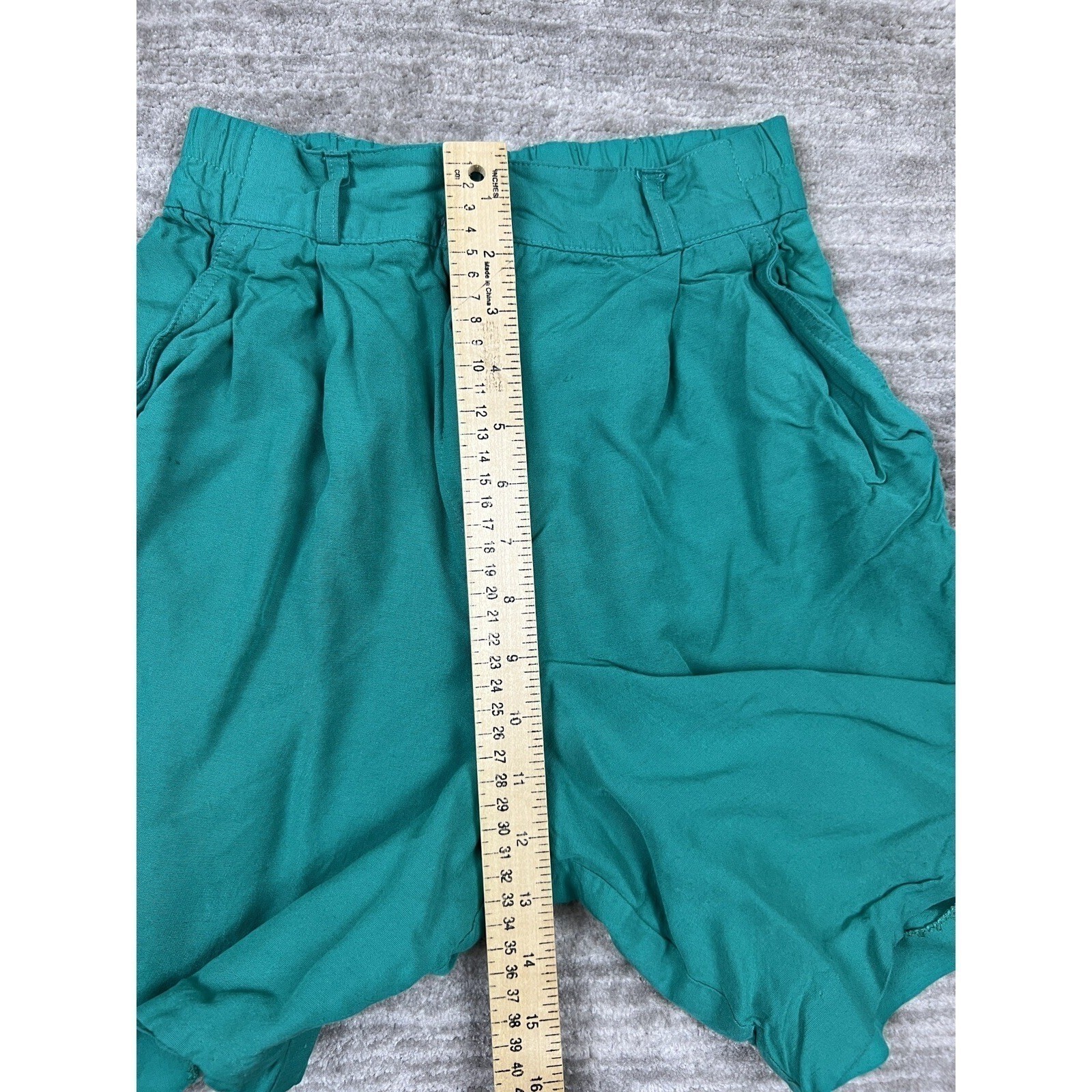 Weathervane Petites Shorts Women 6P Teal Green Vintage Pleated High Waist USA