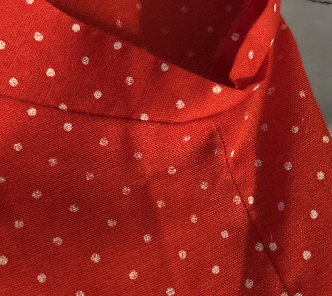 Vintage 70s Red Polka Dot Maternity Dress Medium USA Pintuck Cottagecore Prairie