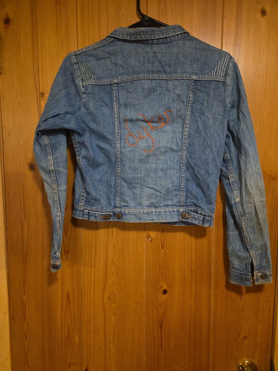 Vintage OOAK RARE 70s 80s Wrangler Sz 16 Denim Jacket Embroidered „dyker” 17×19