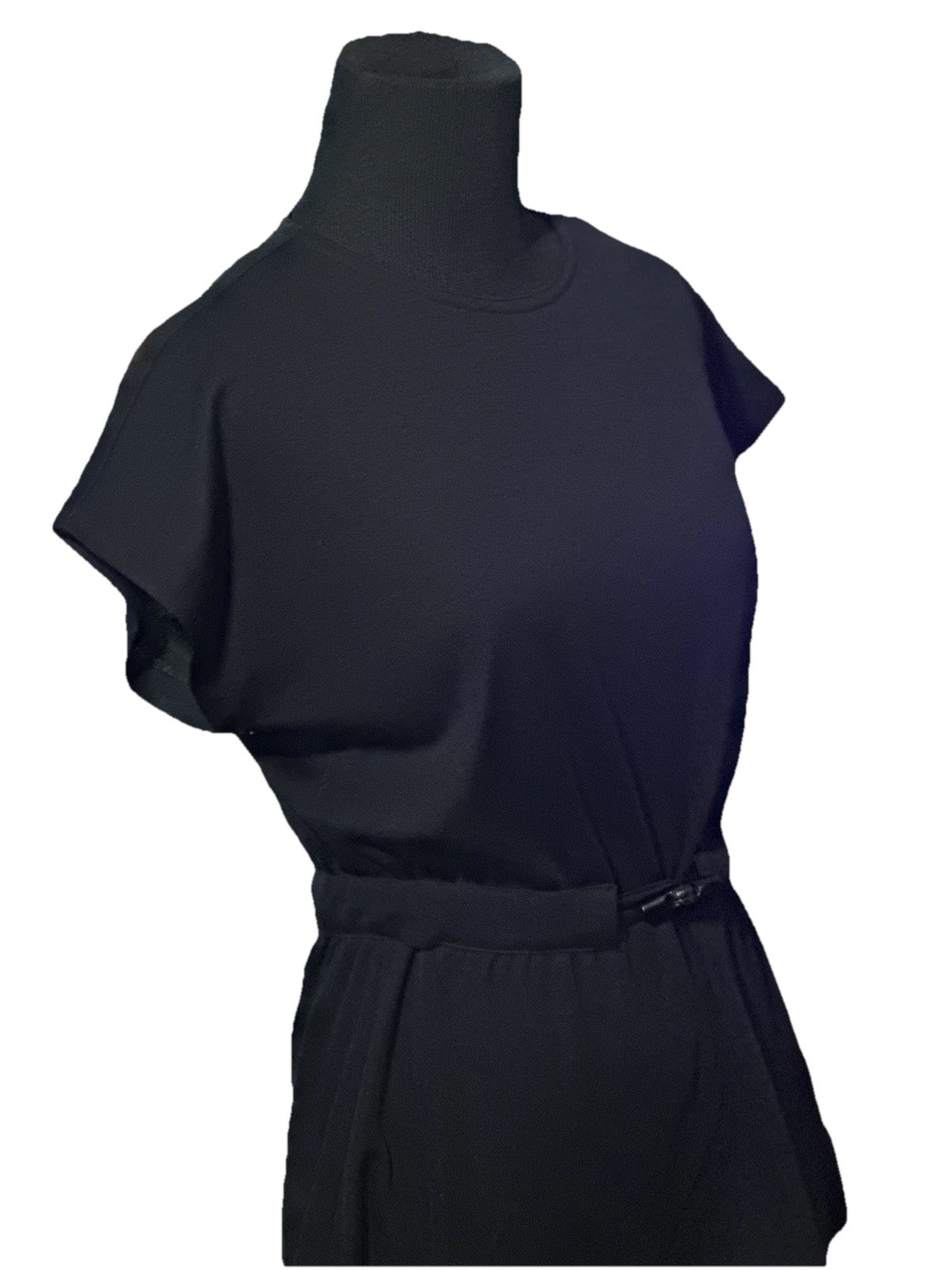 Vintage 70s Pedestal Saks Fifth Ave Black Polyester Batwing Top Size S/M