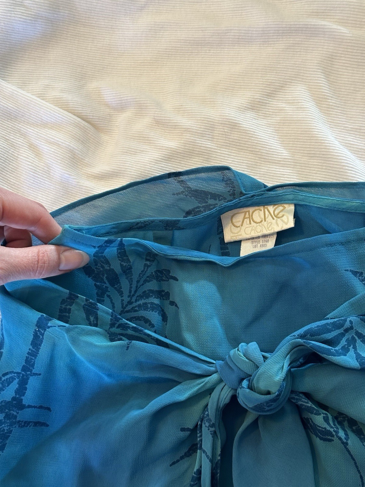 VTG Caché 80s/90s 2pc Set Blue Hawaiian Beach Skirt & Top Sz 4 Womens Rayon Y2K