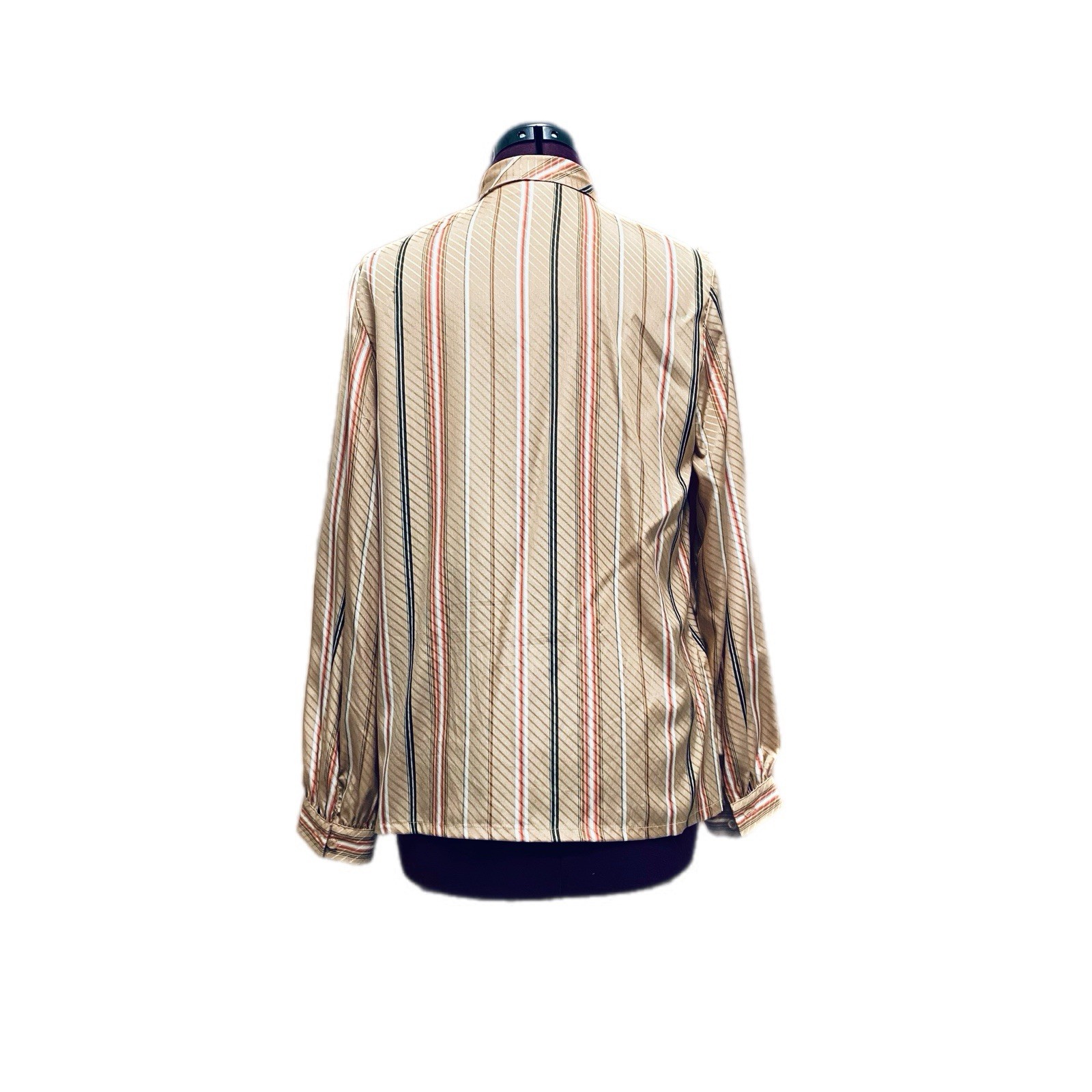Vintage 1979s Dalton Brown Polyester Bow-Tie Button-Down Women’s Size 10 Blouse