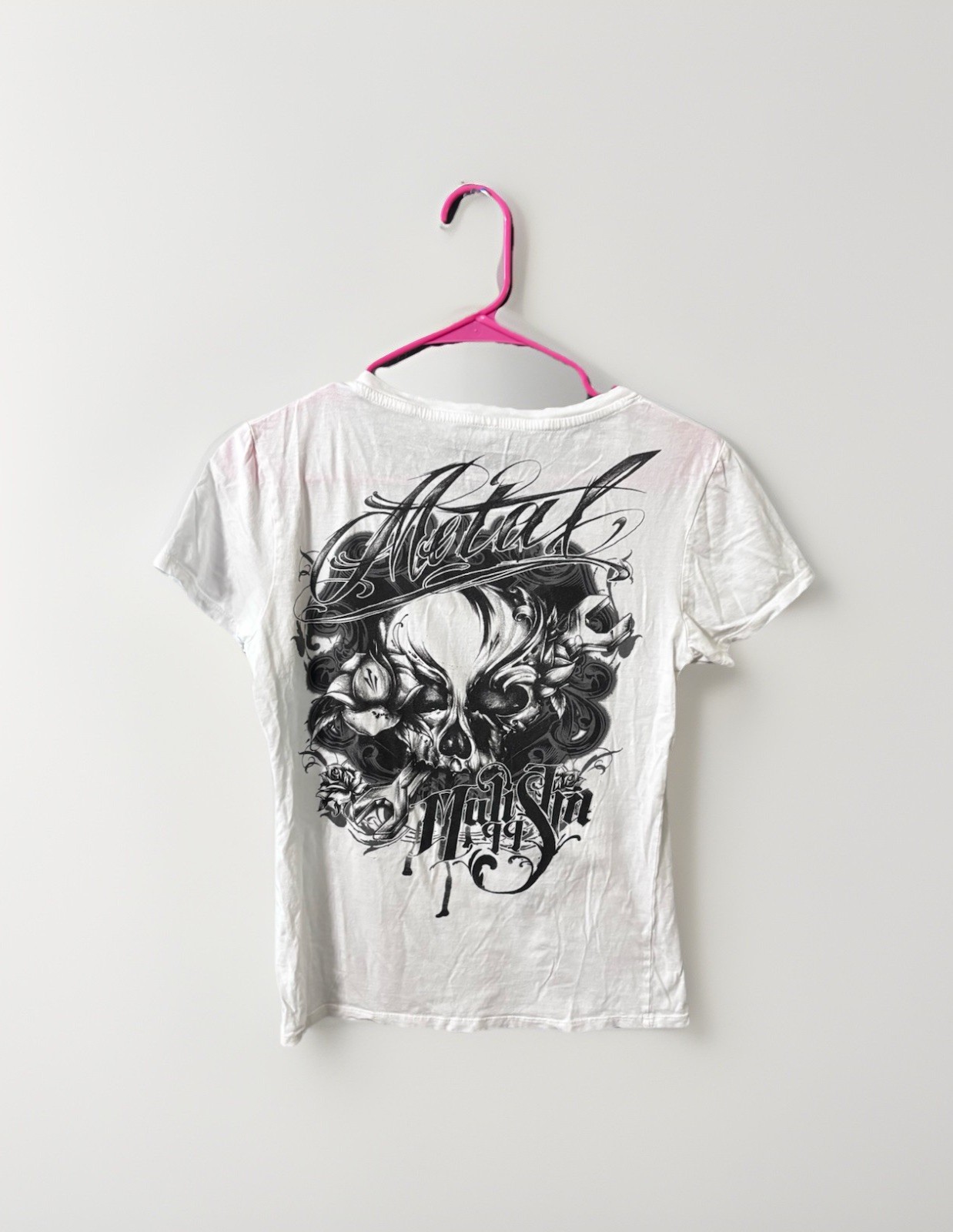 Vintage Metal Mulisha T Shirt Top Women’s Size Large Grunge Y2K Skull Design ￼