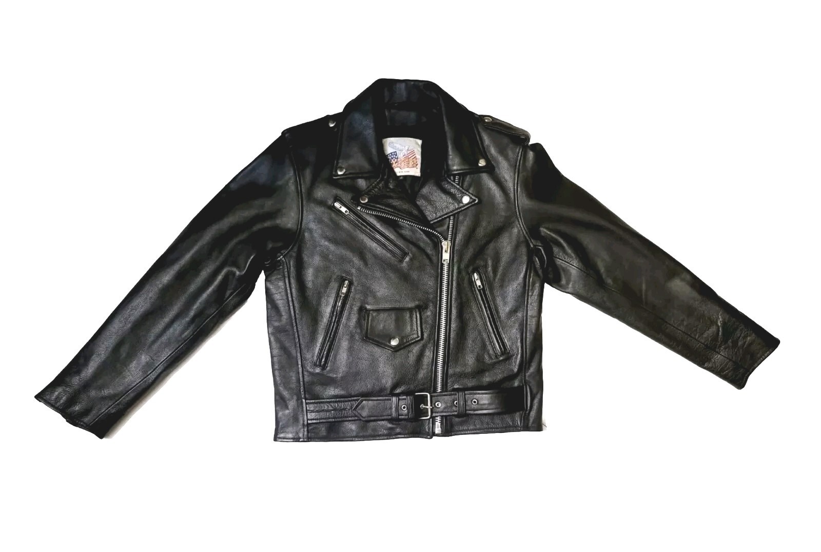 EXCELLED New York Vintage Women’s Sz 6 Leather Biker Moto Jacket 20849 YKK Black