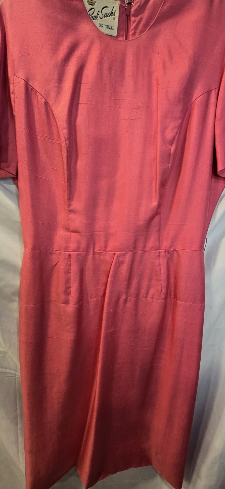 Vintage 40’s-50’s Paul Sachs Original Dress Pink Size 18 Matching Belt