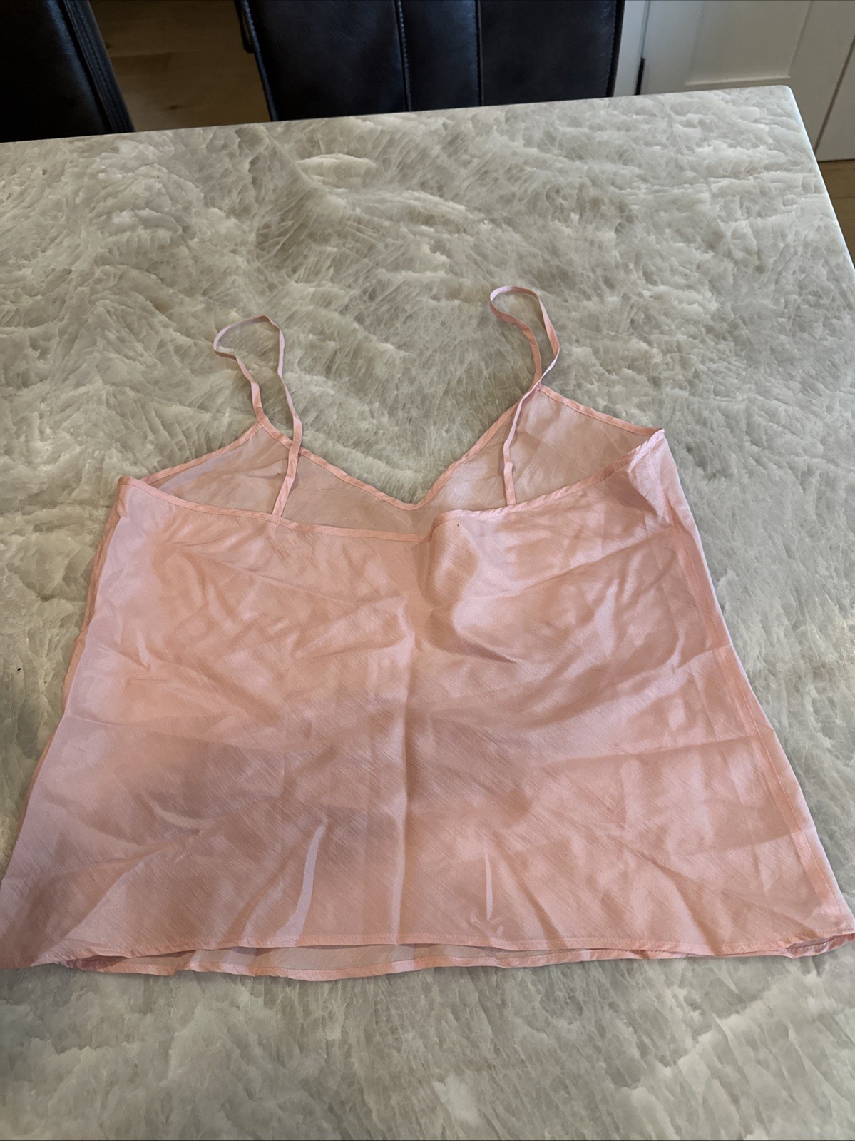 Vintage Unbranded Pale Pink Silk Camisole 36” Bust 33” Underarm 18” Long Not Adj