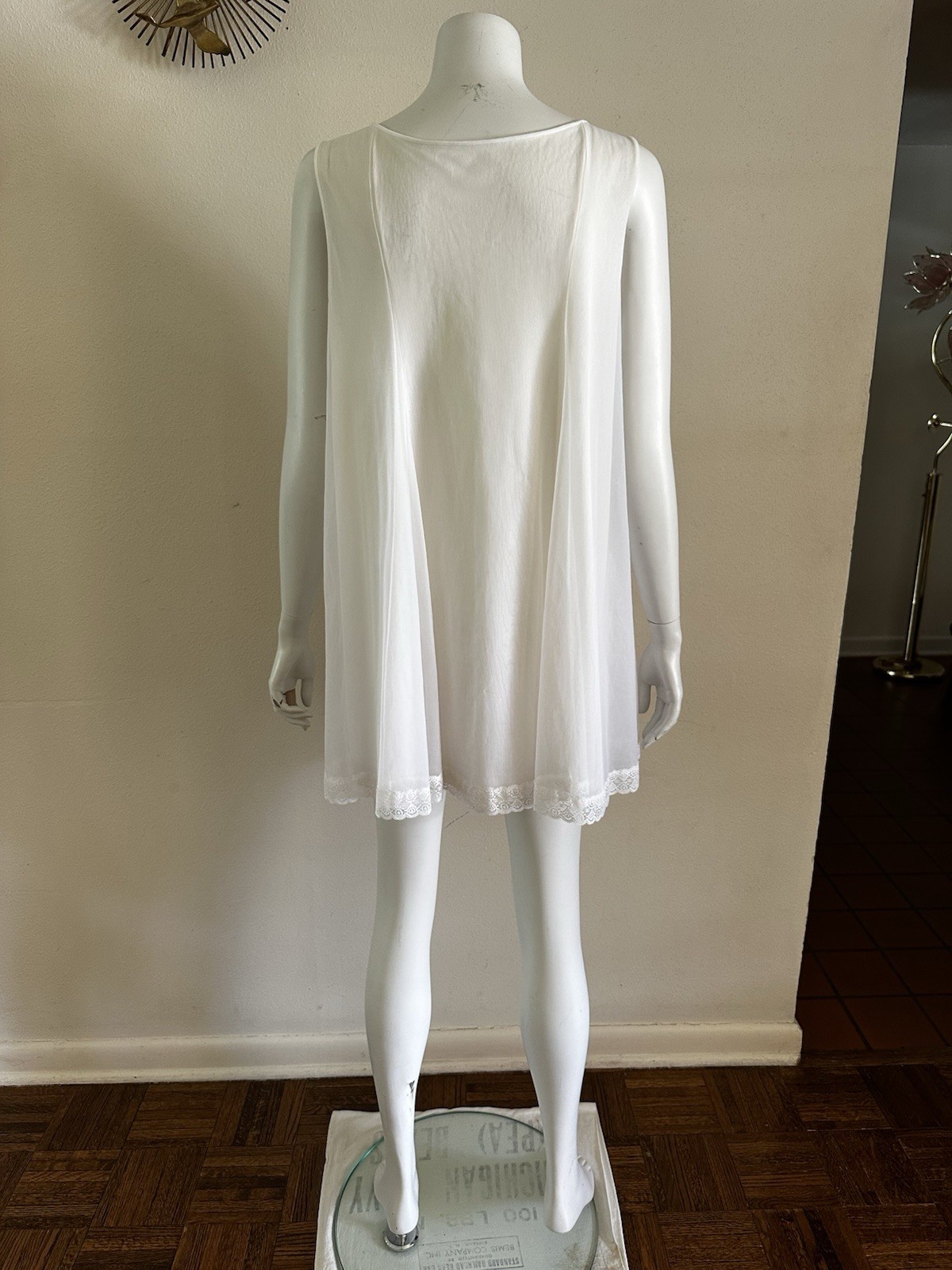 1960s Shadowline Nylon Peignoir Set M Babydoll Robe Lace Floral Sheer Boudoir