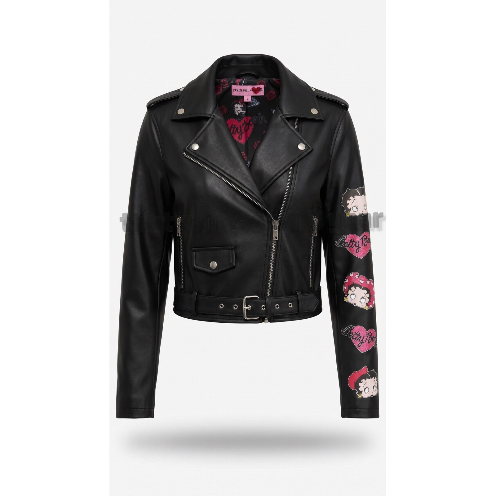 Dolls Kill Betty Boop Moto Faux Leather Jacket „A Little Ditty”, Large
