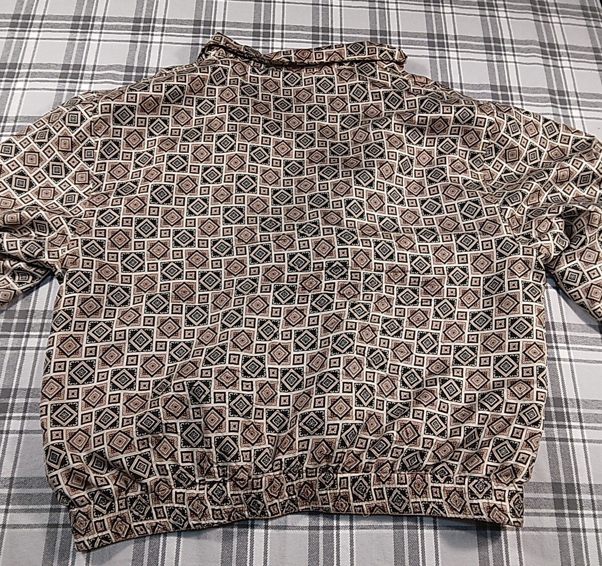 Stunt Sports Zippered Button Womens Windbreaker Geometric Silk Lightweight Sz XL