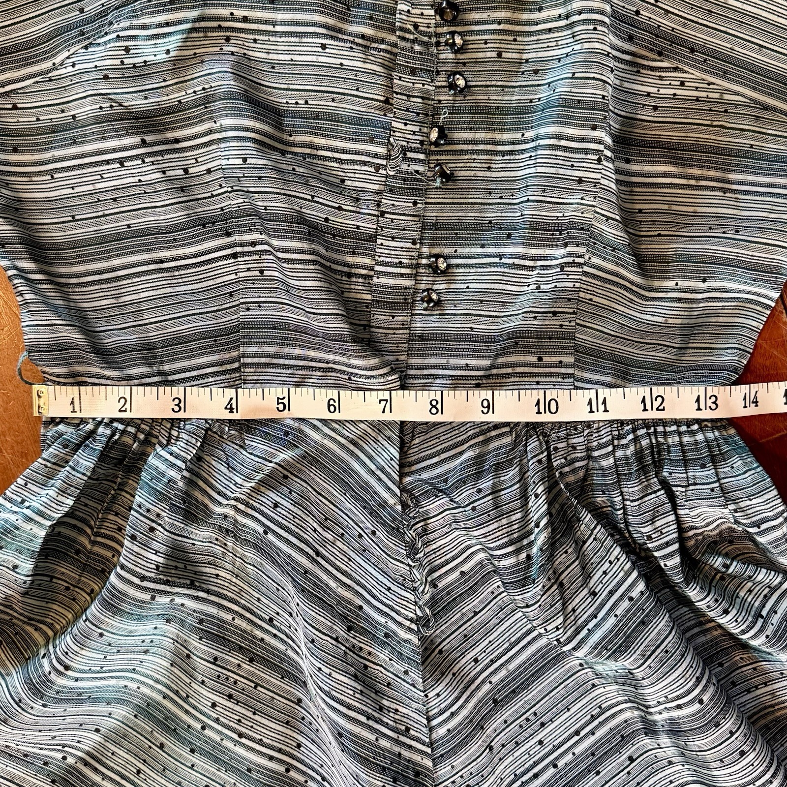 VTG 50s MCM Rayon Velvet Circle Skirt Shirt Dress Rhinestone Buttons Women S/M