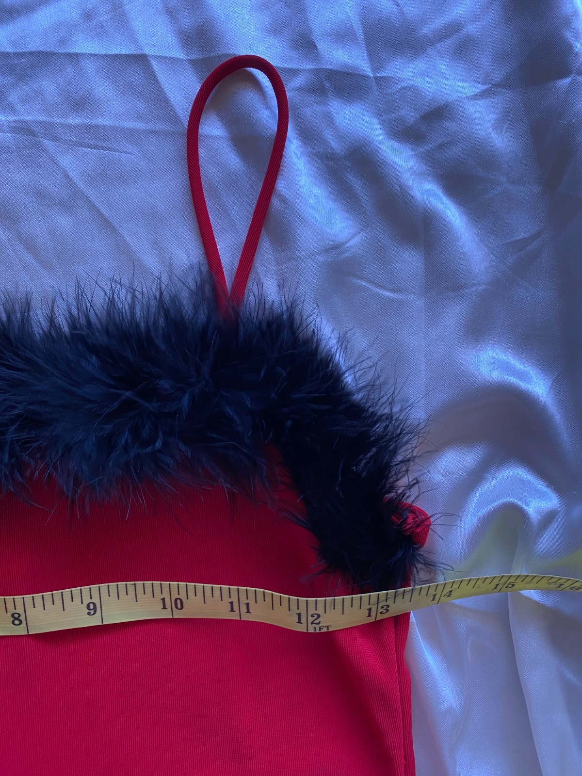 Vintage 1990s Red Mini Dress Black Feather Trim Party Grunge Small