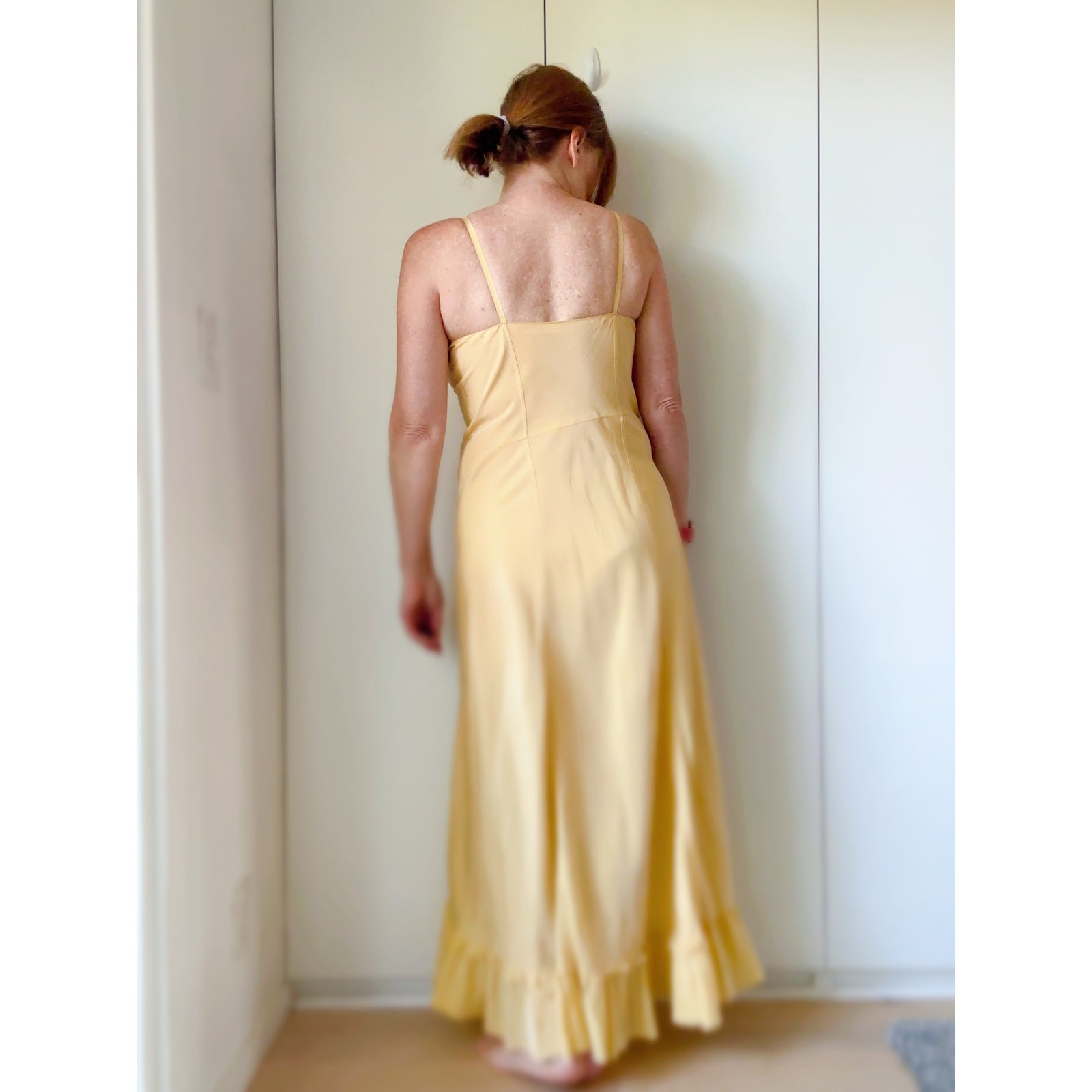 Antique 40s Buttercream Yellow slip dress Maxis SZ M/8 Soft Girl Coquette