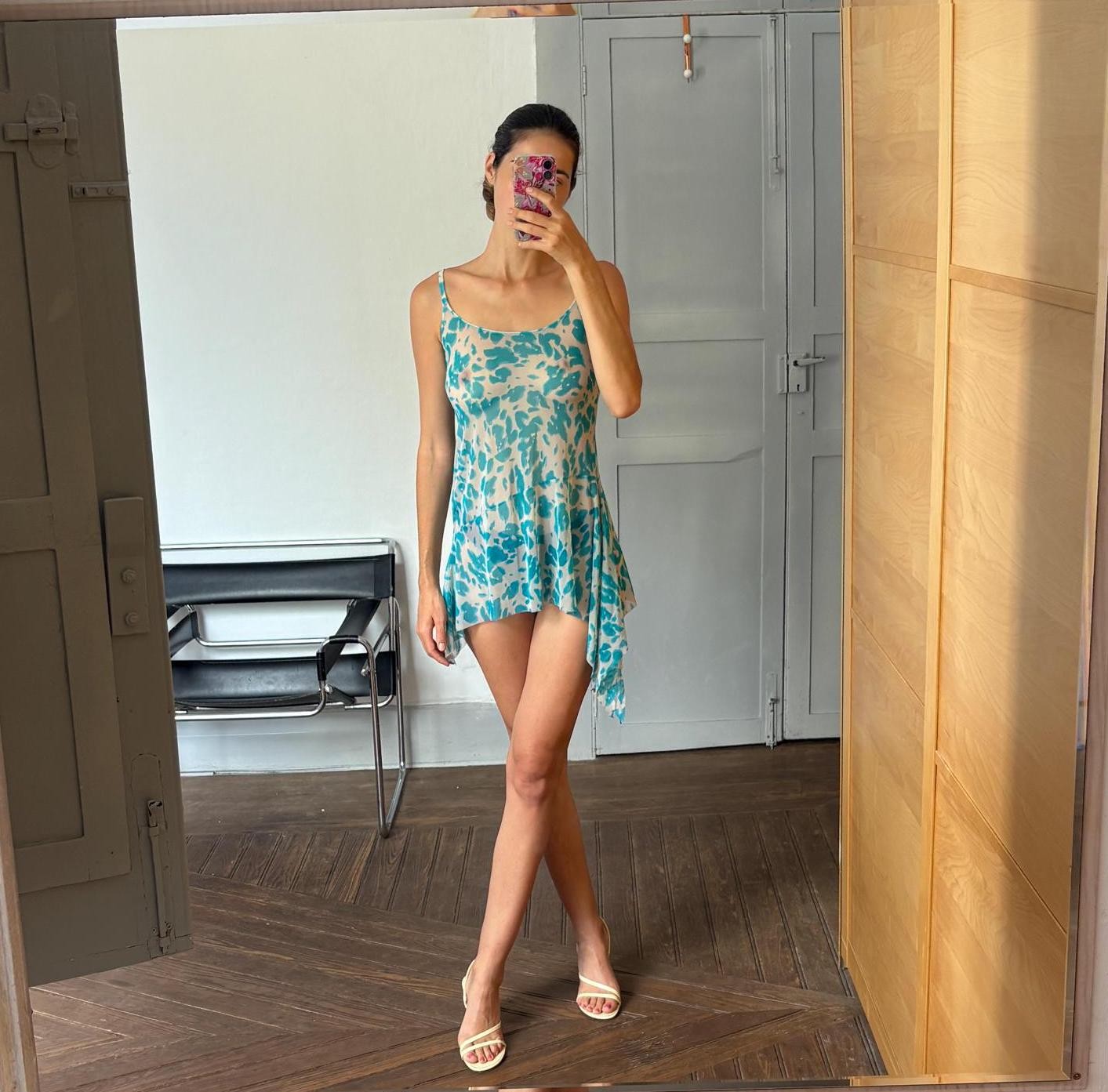 Y2K sexy Vintage blue sheer lingerie dress, See through net bikini dress, Photos