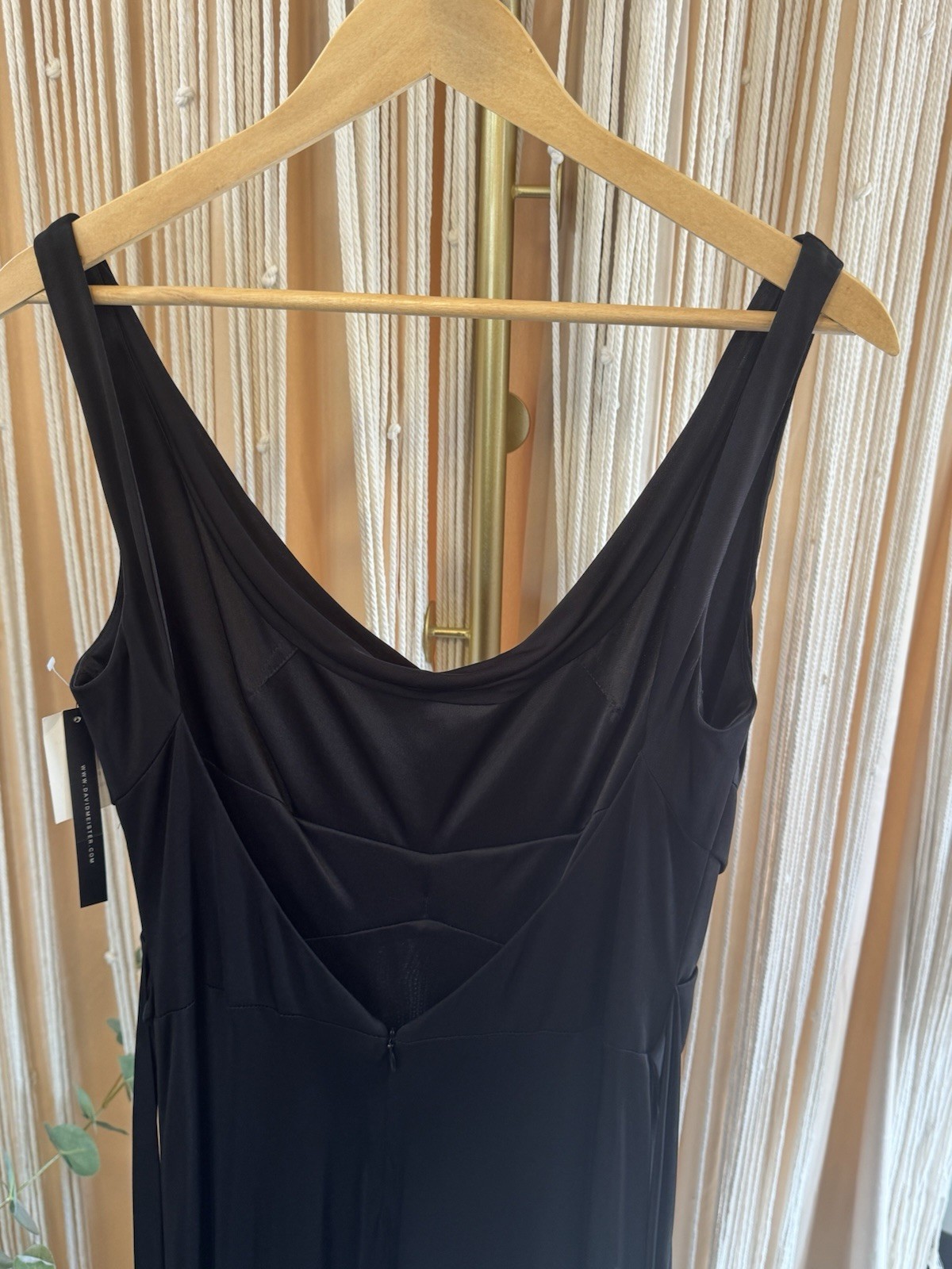 Vintage NWT David Meister Black Cowl Neck Maxi Dress Evening Gown Sleeveless