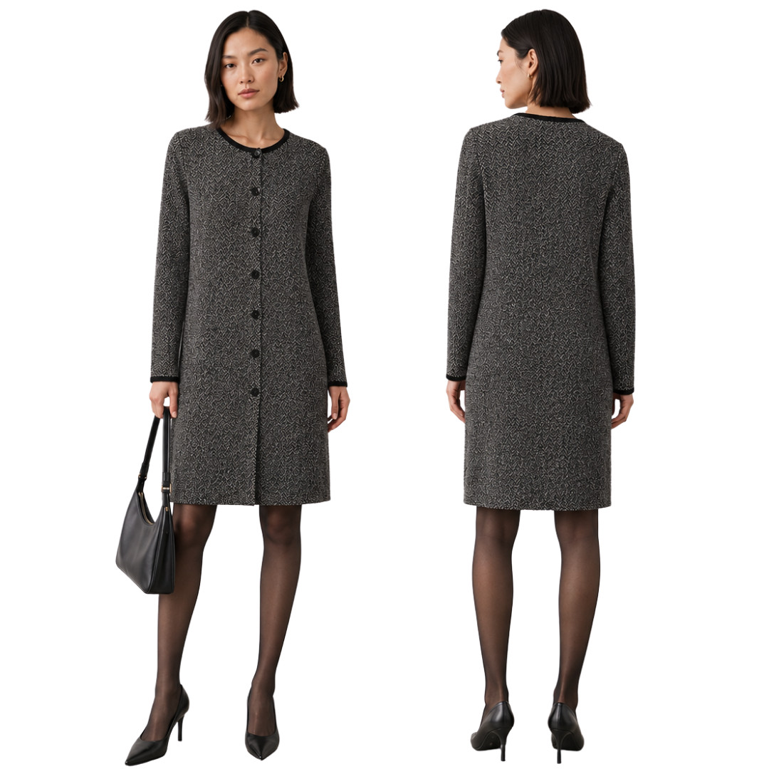 Vintage 90s DKNY Wool Cardigan Sweater Dress Women’s Medium Classic Retro Preppy
