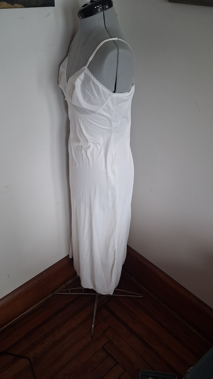 Vintage 1950s White Slip, Vintage Long White Maxi lace Gaymode JC Penney
