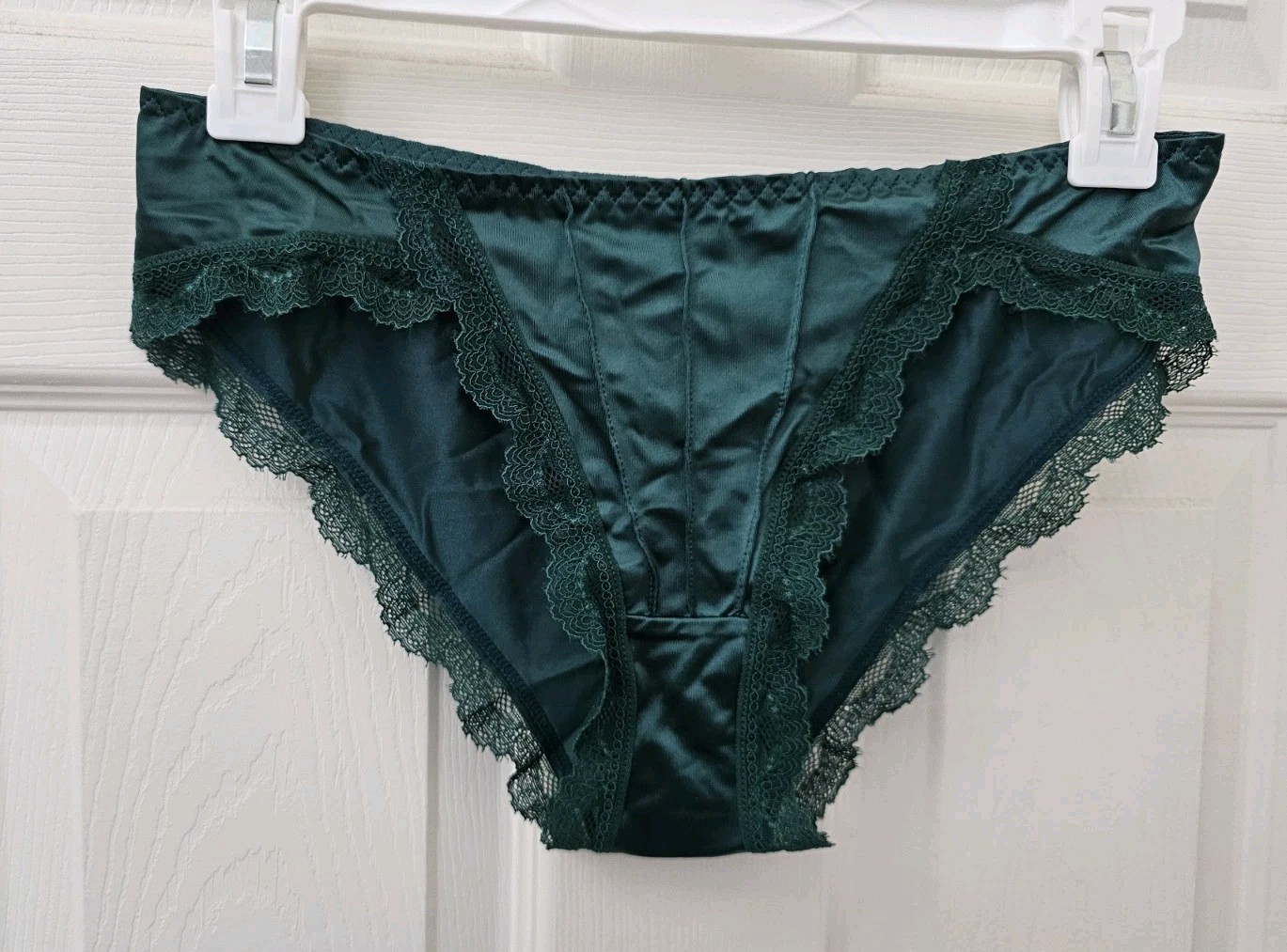 Vintage Bikini Panties Hunter Green Soft Glossy Shinny Satin. Size Large