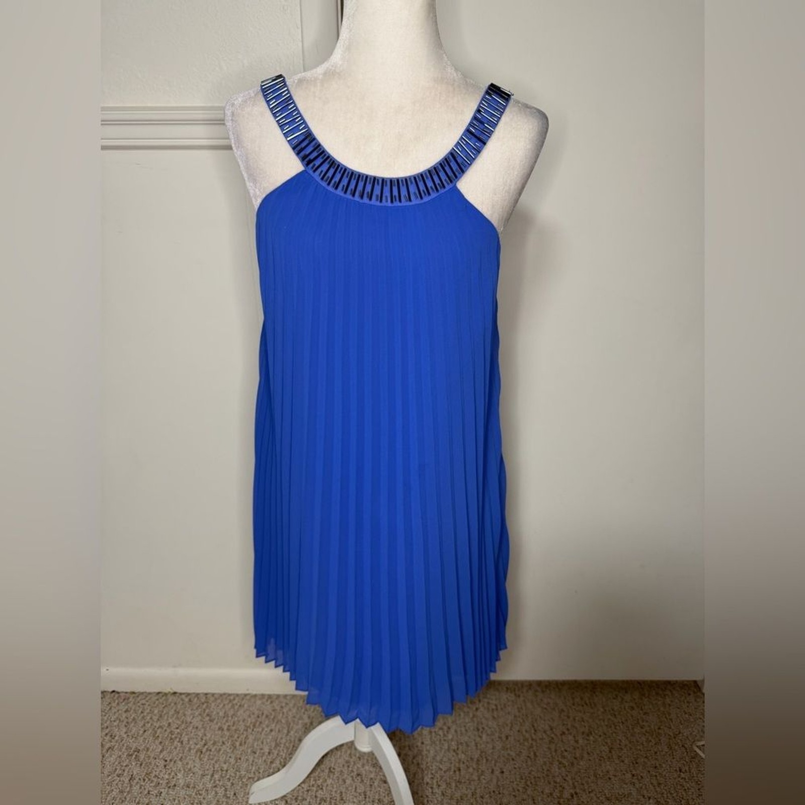 Laundry By Shelli Segal Pleated Royal Blue Mini Dress Size 6