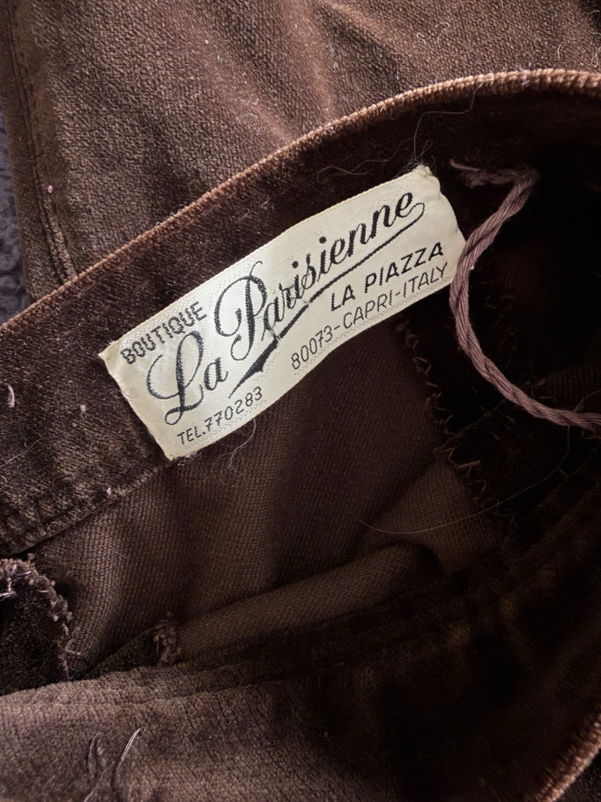 Vintage 1970’s La Parisienne La Piazza Chocolate Brown Velvet Bell Bottom XS