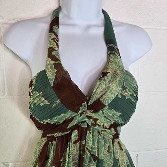 Vtg Y2k Nicole Miller Silk Floral Halter Fairy Coquette Dress