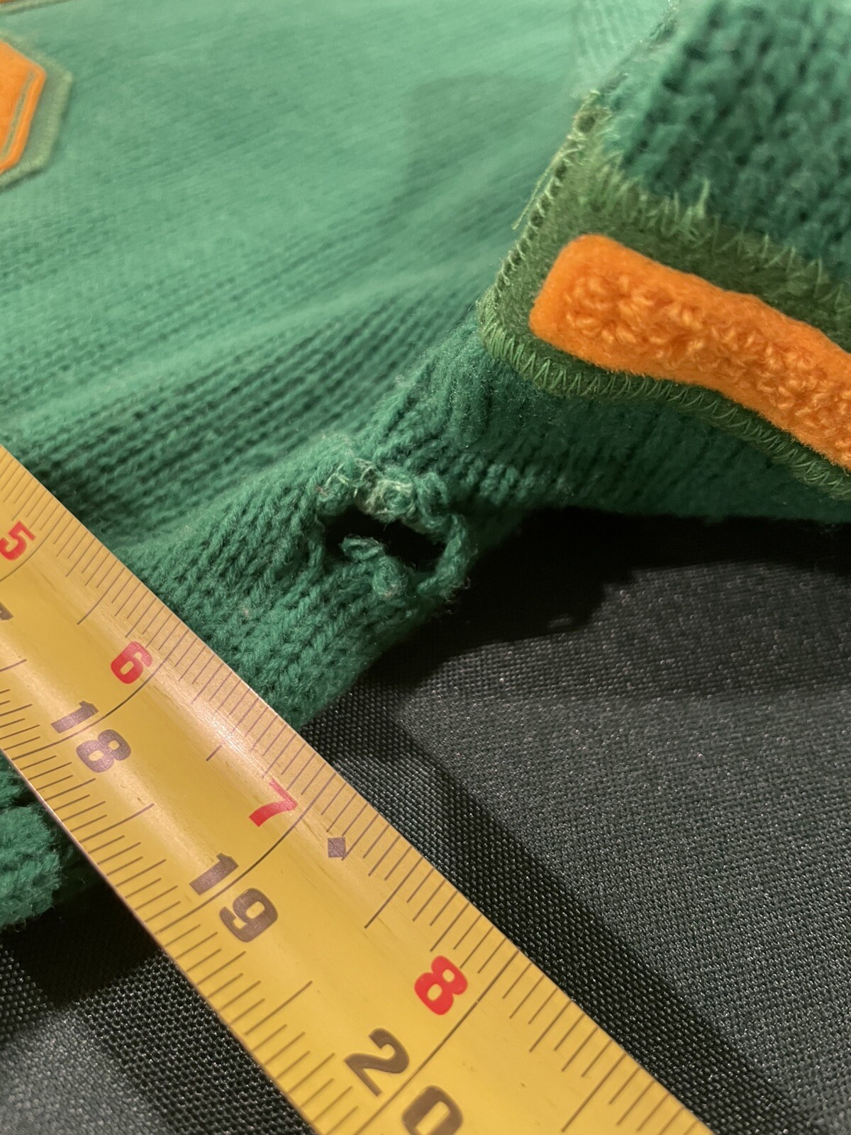 Vintage Womens 82’ Cheerleader Knit Sweater USA Green /Yellow