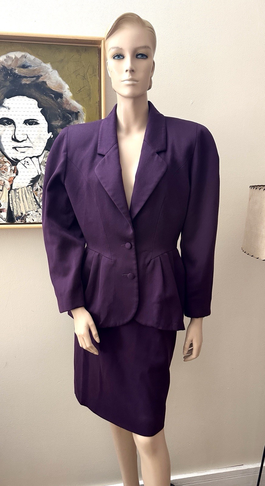 Vtg 1980’s PANCALDI & B Women’s Plum Purple Suit Italy 100% Wool Sz M/L